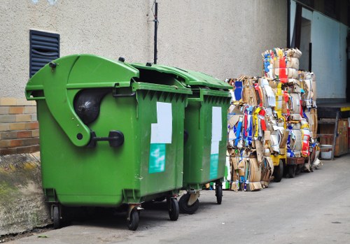 Professional rubbish removal team at work
